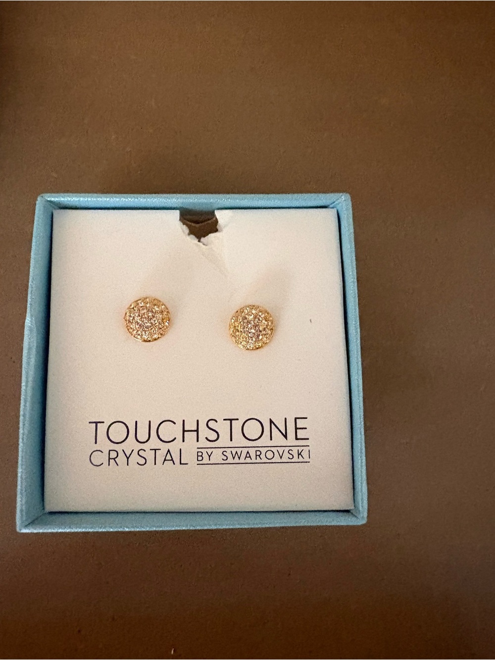 Touchstone Crystal Gold Pavé Round Stud Earrings